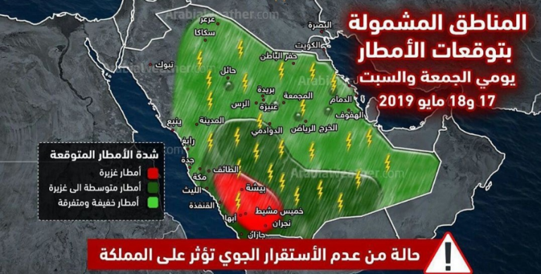 توقعات الامطار ابها