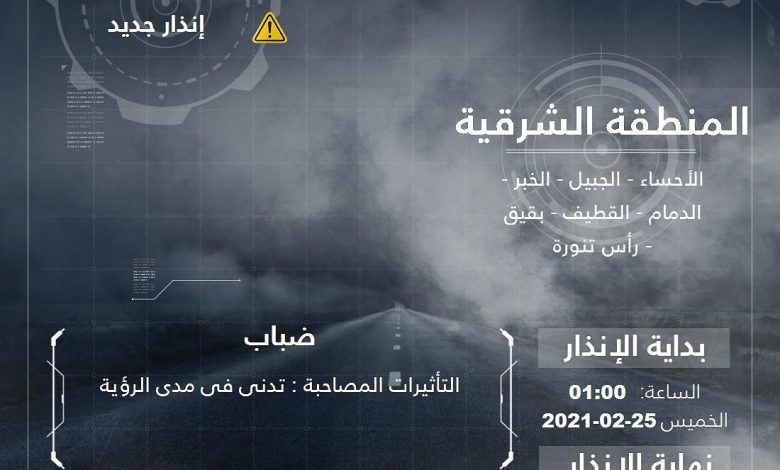 Photo of تنبيه: ضباب وتدني في مدى الرؤية الأفقية