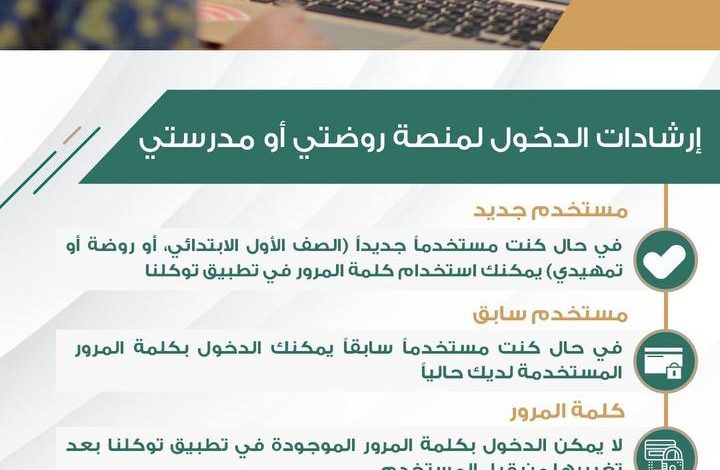 Photo of ارشادات الدخول لمنصة روضتي ومدرستي