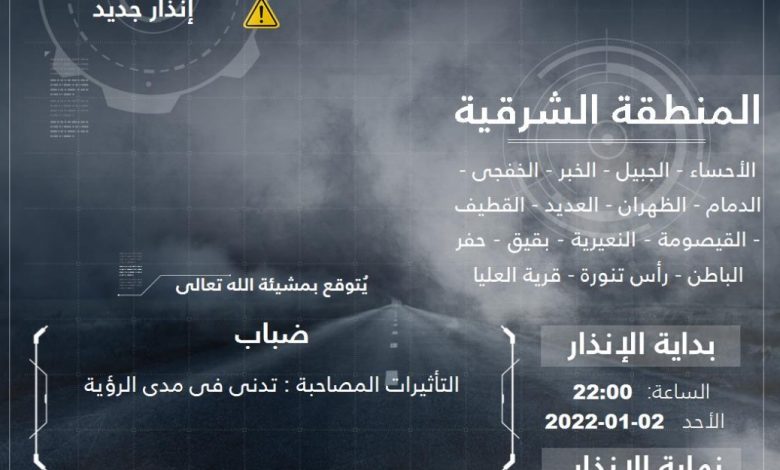 Photo of تنبيه: ضباب حتى التاسعة صباحاً