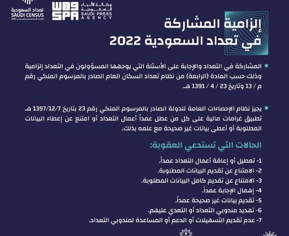 Photo of إلزامية المشاركة في تعداد السعودية 2022