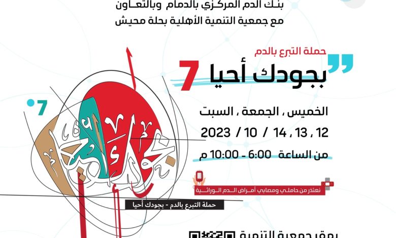 Photo of غداً بحلة محيش .. إنطلاق حملة التبرع بالدم “ بجودك أحيا “ النسخة السابعة