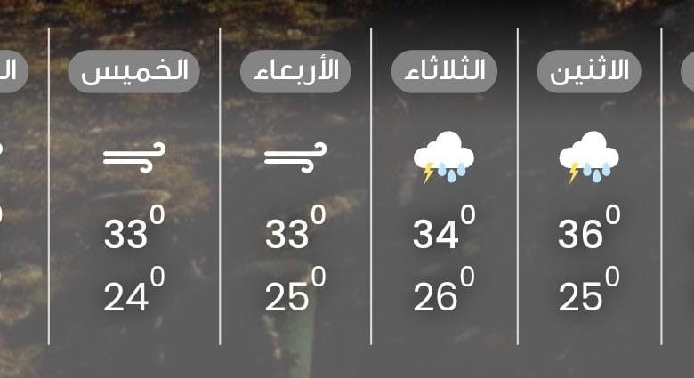 Photo of غداًالإثنين توقعات بأمطار متوسطة إلى غزيرة