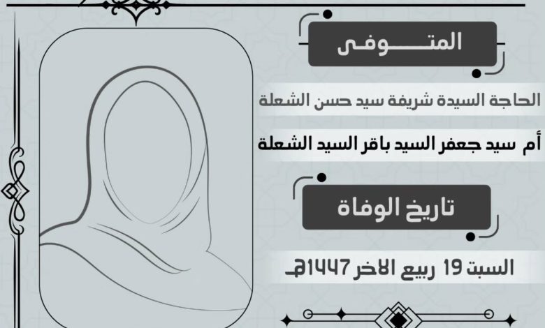 Photo of مجالس إضافية لفاتحة السيدة شريفة أم السيد جعفر باقر الشعلة