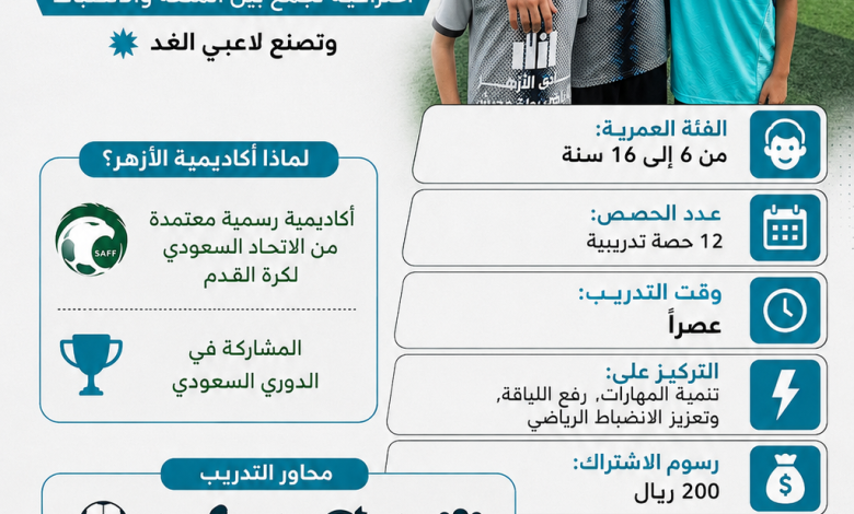 Photo of ⚽ اكتشف موهبتك الكروية مع أكاديمية نادي الأزهر